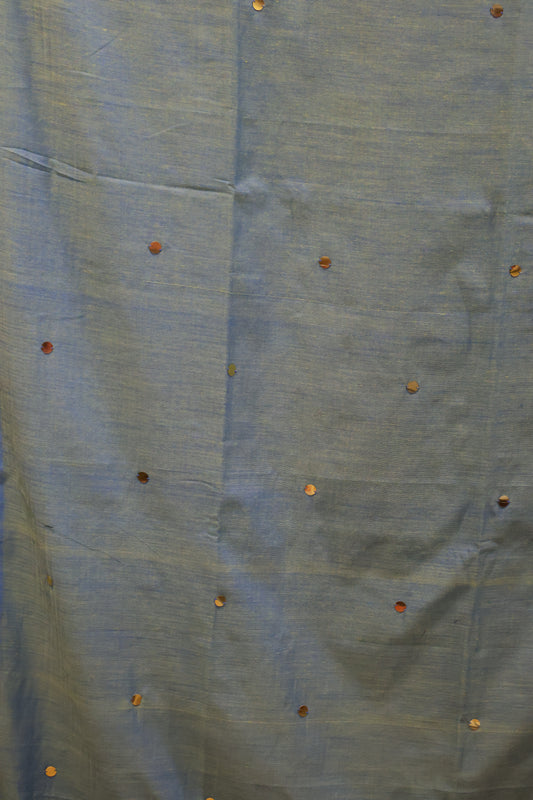 Khadi Cotton Saree -Bluish Green Chumki