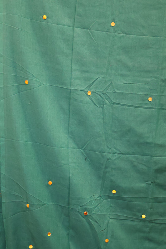 Khadi Cotton Saree -Peacock Green Chumki