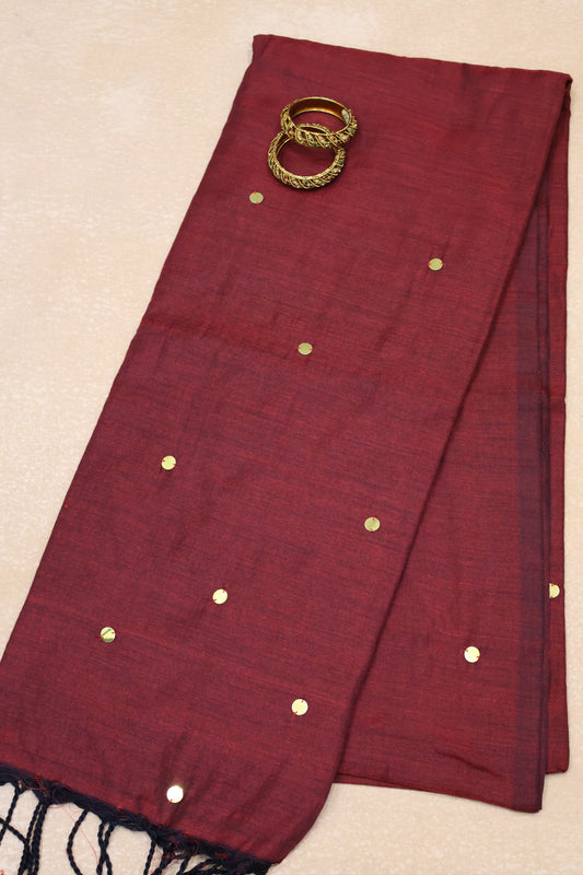 Khadi Cotton Saree -Maroon Chumki