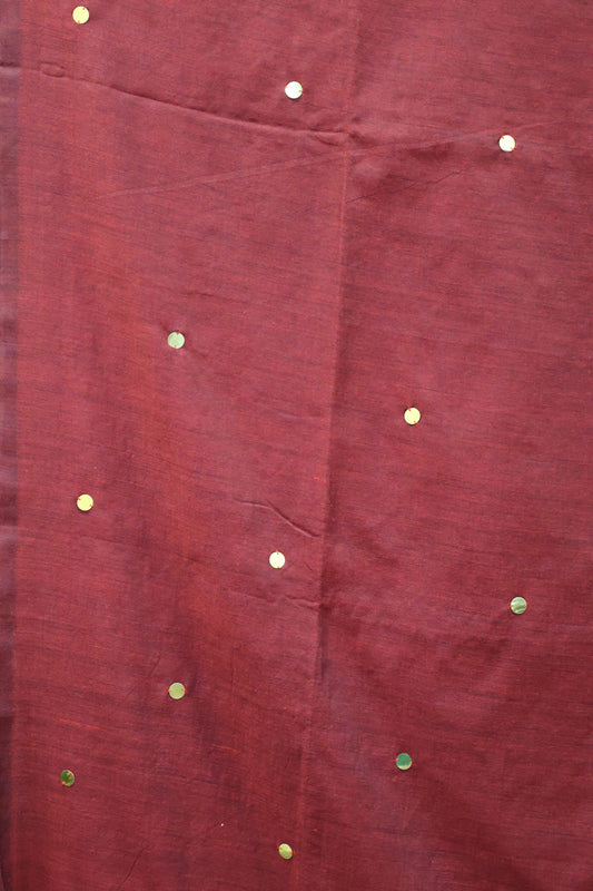 Khadi Cotton Saree -Maroon Chumki