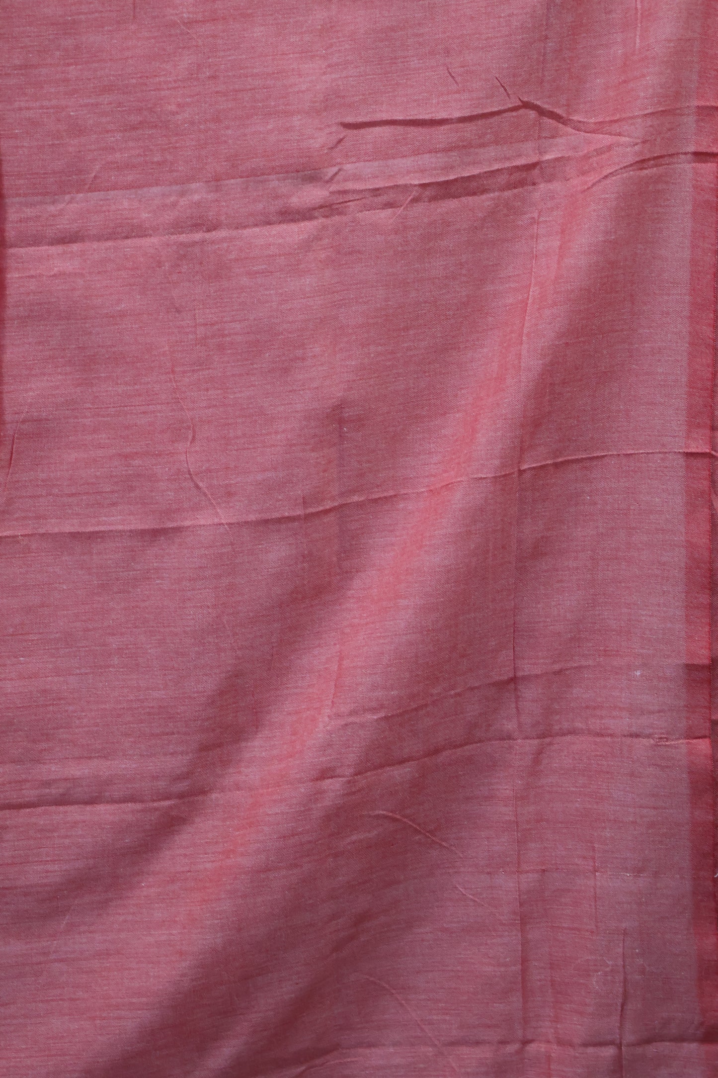Khadi Cotton Saree -Coral Red Chumki