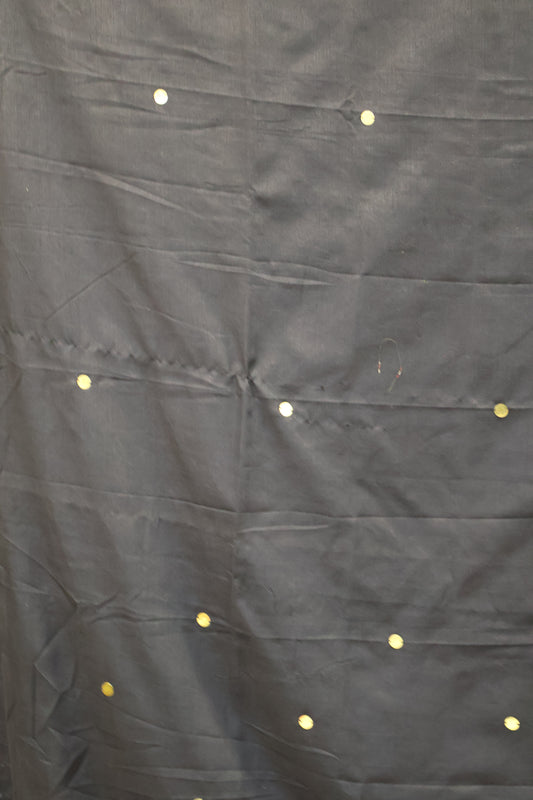 Khadi Cotton Saree -Black Chumki