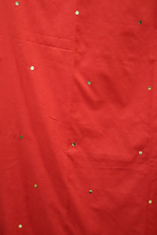 Khadi Cotton Saree - Red Chumki