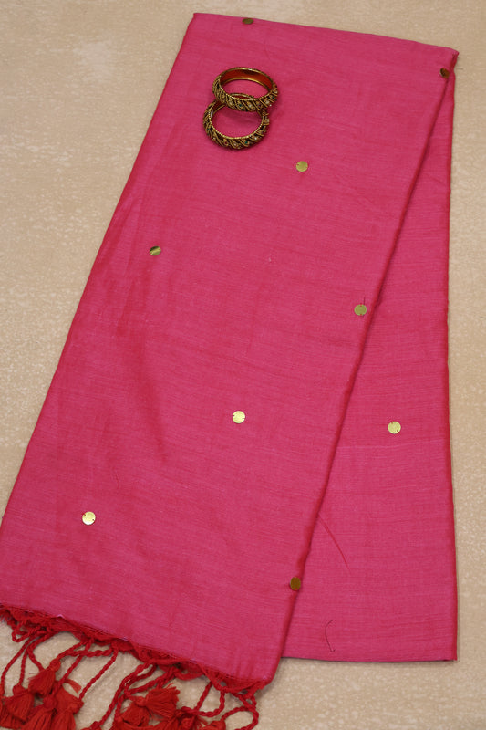 Khadi Cotton Saree -Pink Chumki