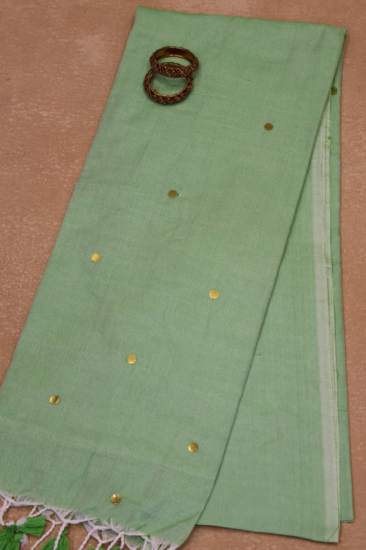 Khadi Cotton Saree -Lite Green Chumki