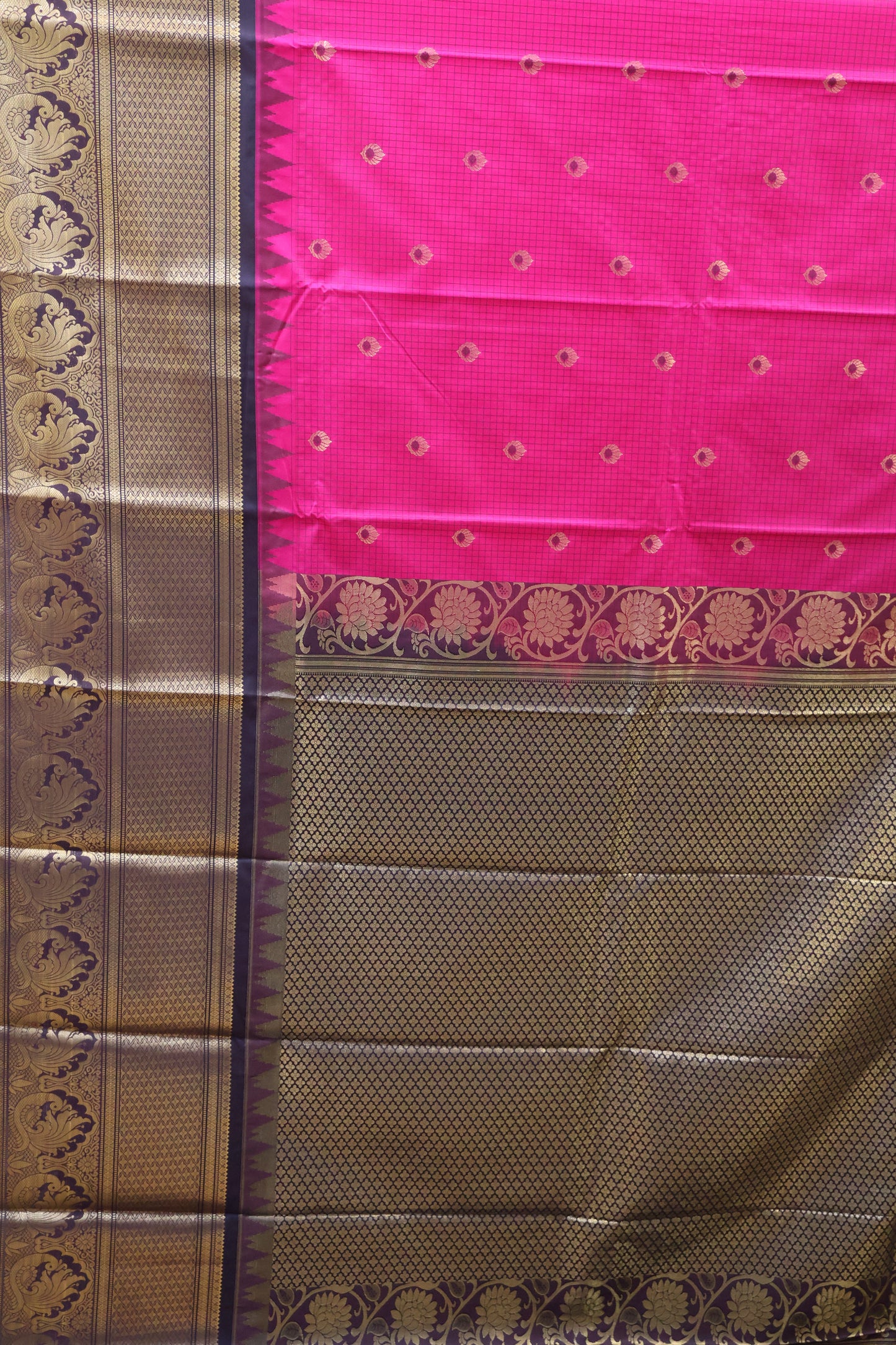 Semi Gadwal Silk Saree-Rani Pink