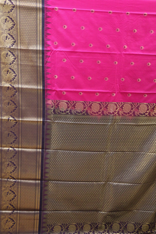 Semi Gadwal Silk Saree-Rani Pink