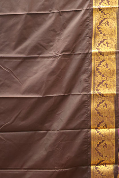 Semi Gadwal Silk Saree-Coral Red