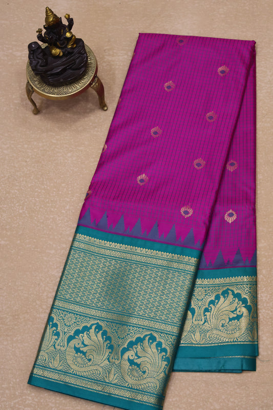 Semi Gadwal Silk Saree-Magenta Colour