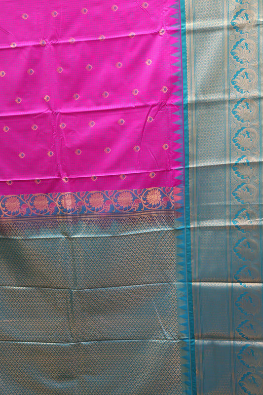 Semi Gadwal Silk Saree-Magenta Colour