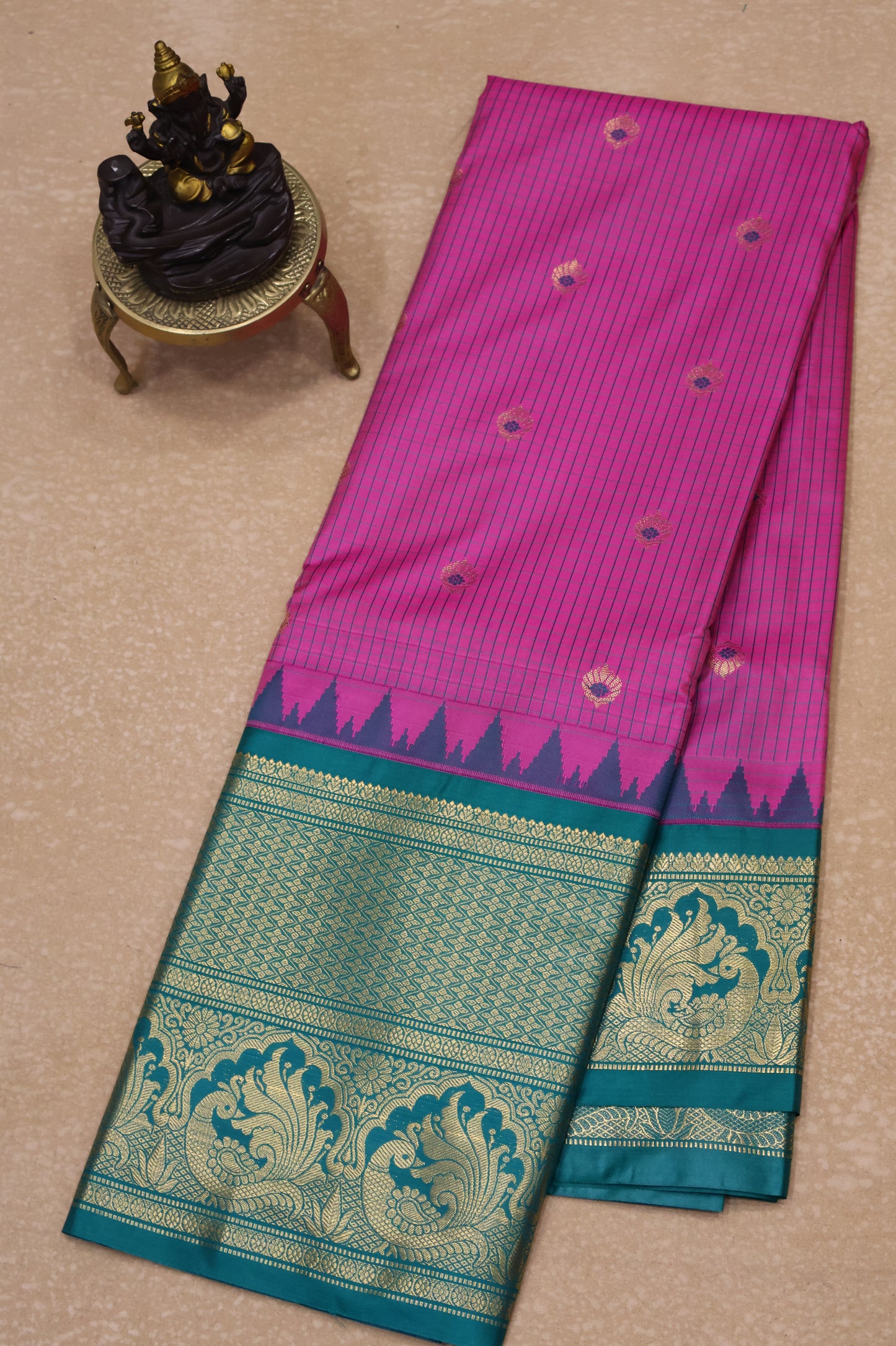 Semi Gadwal Silk Saree-Pink