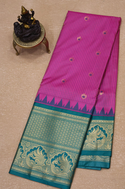 Semi Gadwal Silk Saree-Pink