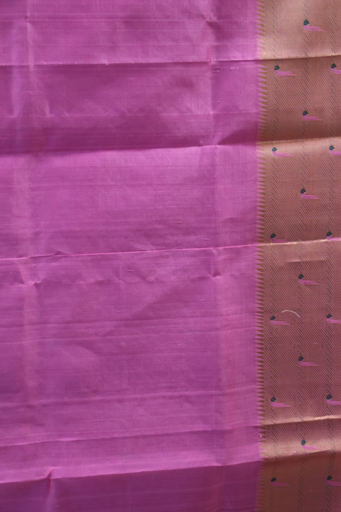 Pure Silk Cotton Saree-Purple Checks Bird