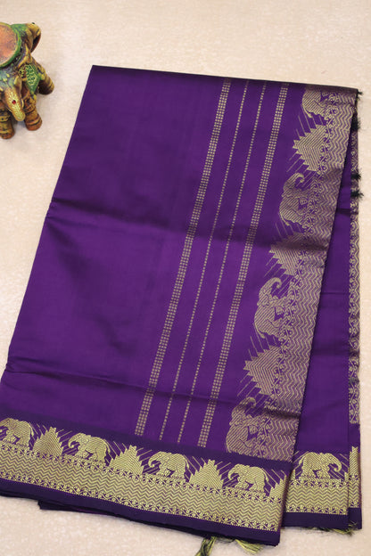 Pure Silk Cotton Saree-Voilet Small Triangle