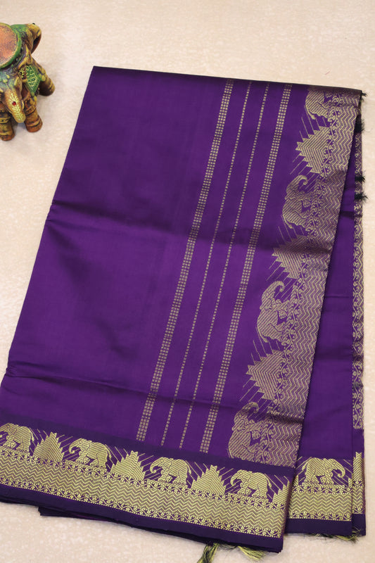 Pure Silk Cotton Saree-Voilet Small Triangle