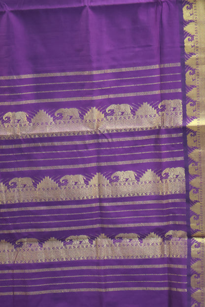 Pure Silk Cotton Saree-Voilet Small Triangle