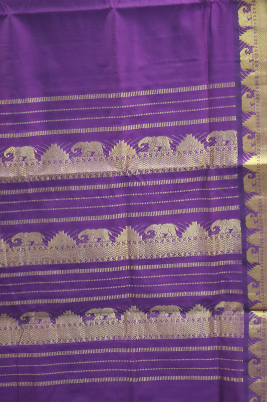 Pure Silk Cotton Saree-Voilet Small Triangle