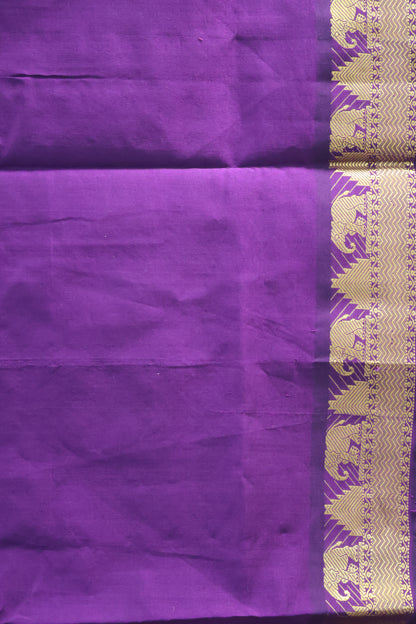 Pure Silk Cotton Saree-Voilet Small Triangle
