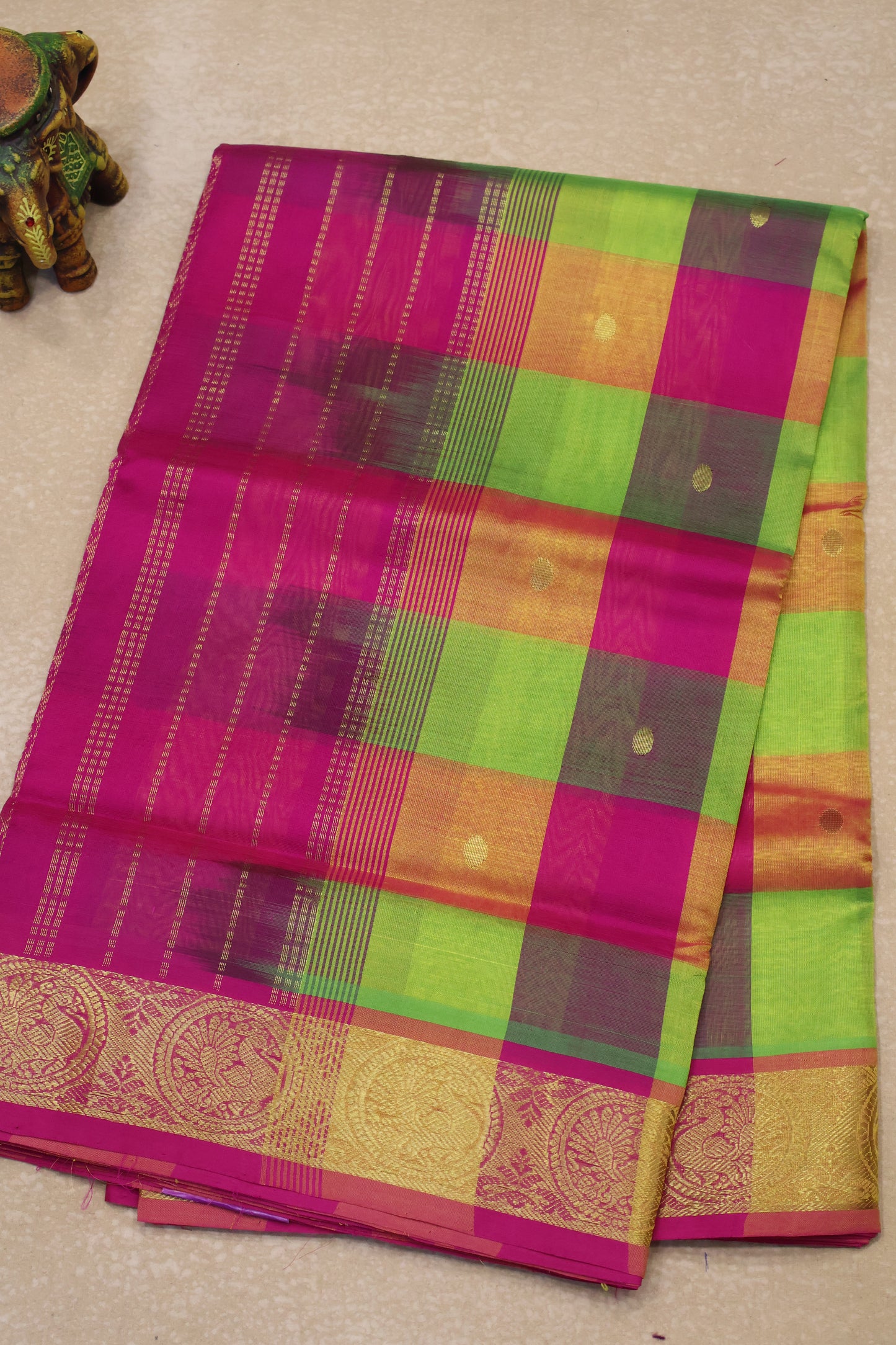 Pure Silk Cotton Saree-Big Colour Checks