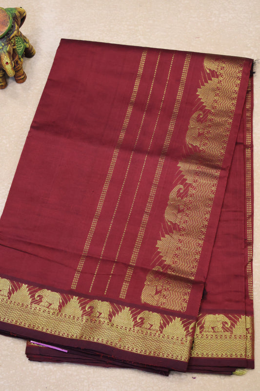 Pure Silk Cotton Saree-Arakku Small Triangle