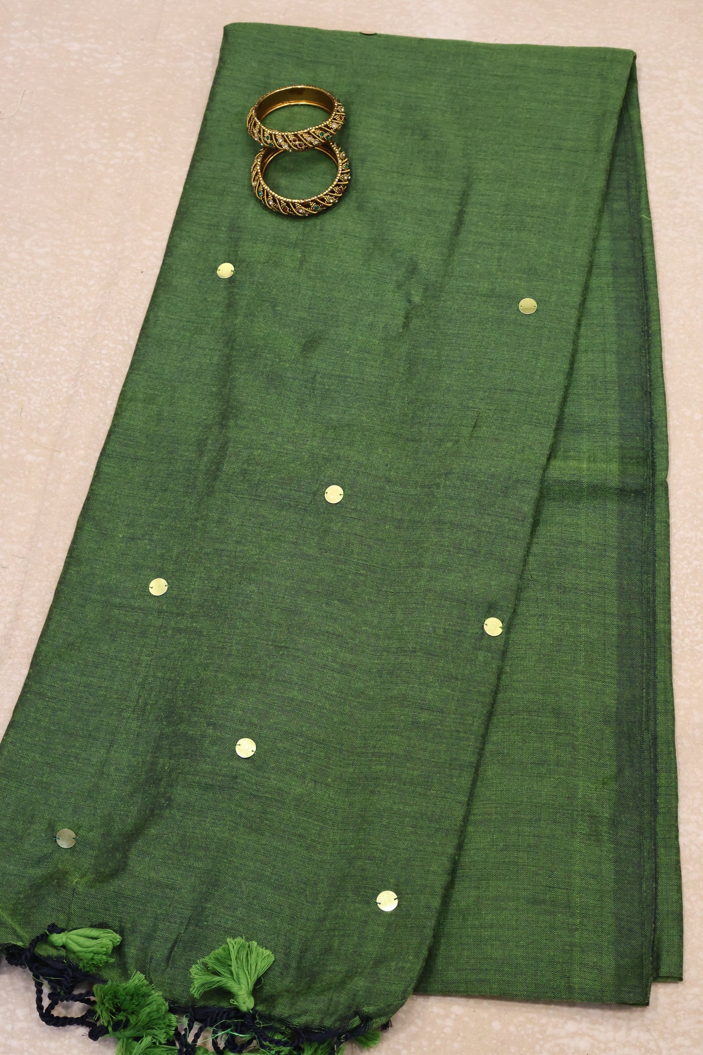 Khadi Cotton Saree -Sage Green Chumki