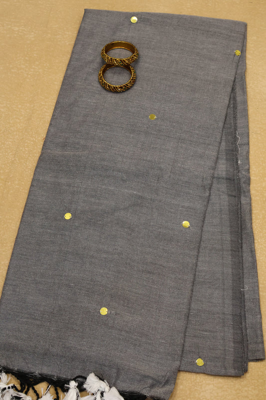 Khadi Cotton Saree -Grey Chumki