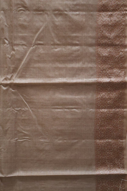 Pure Tussar Silk Saree -Lite Brown Lotus Design