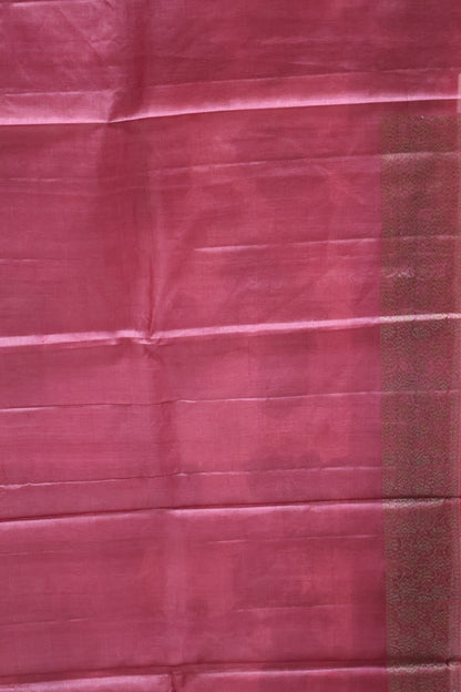 Pure Tussar Silk Saree -Dusky Rose Lotus Design