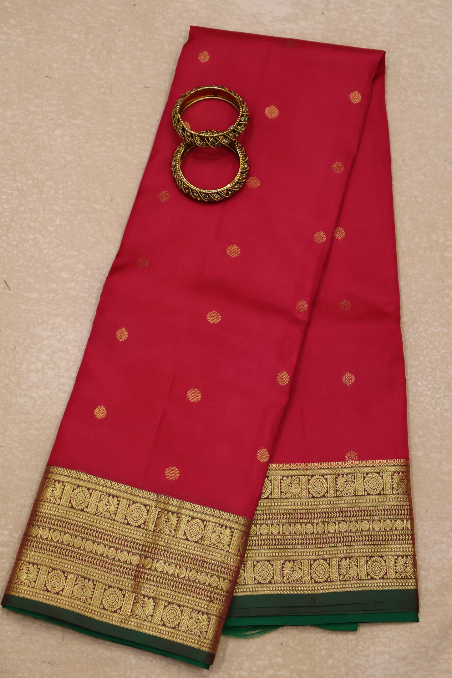 Pure Kanjivaram Silk Saree -Red Body Butta