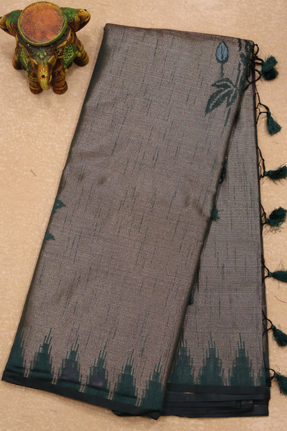 Tissue Silk Saree-Bottle Green Large Tower Border