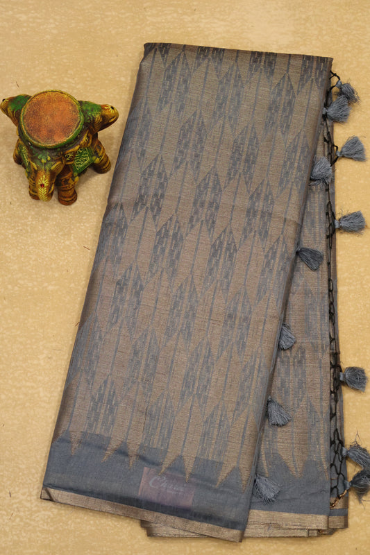 Tissue Silk Saree-Metalic Green Arrow Design