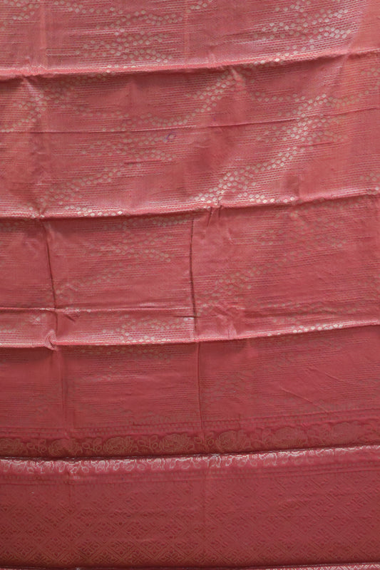 Tissue Silk Saree-Maroon Line & Dots Design