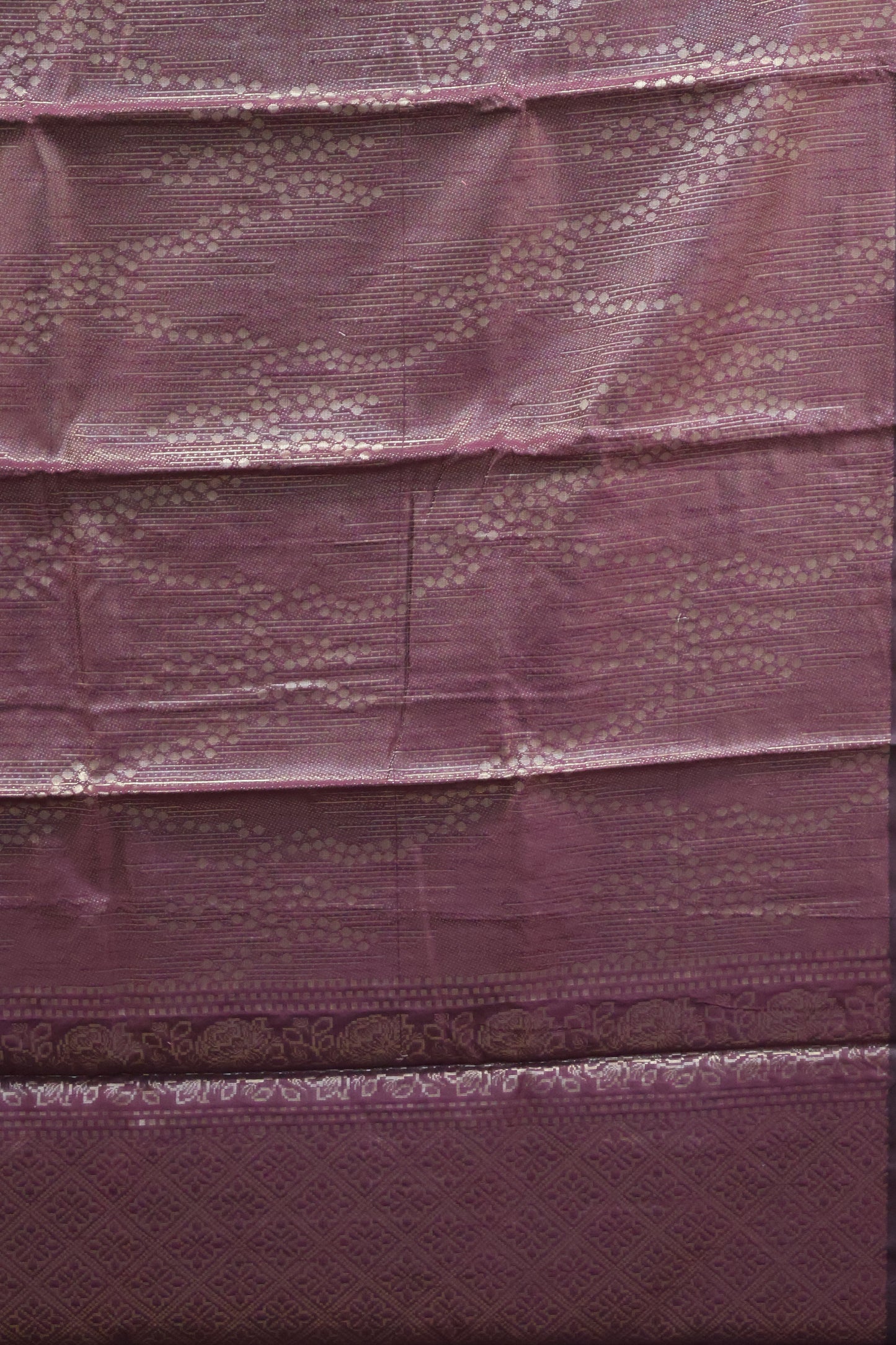 Tissue Silk Saree-Wine Line & Dots Design