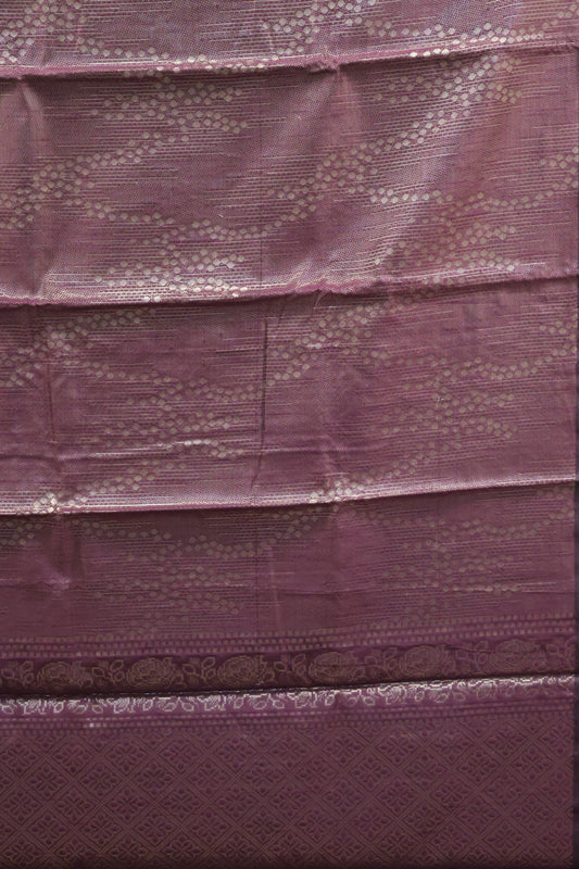 Tissue Silk Saree-Wine Line & Dots Design