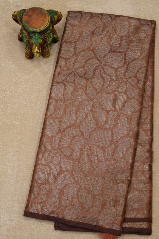Tissue Silk Saree-Rust Colour