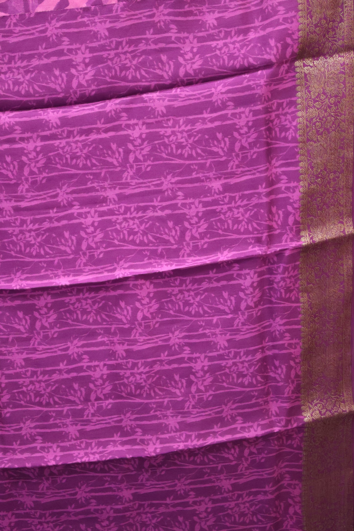 Pure Banarasi Chiniya Silk Saree-Purple Muted Blossom