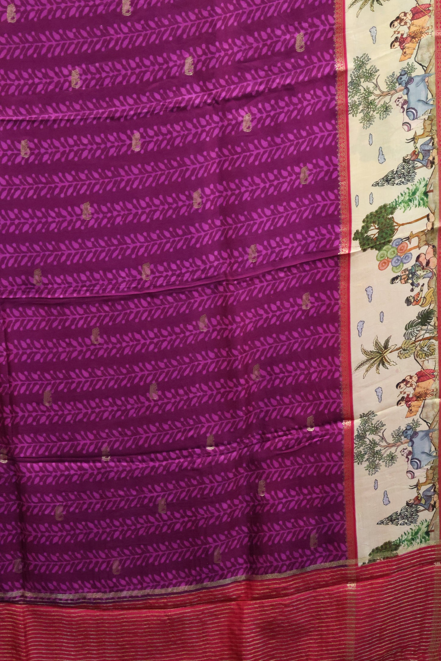 Pure Dola Silk Saree-Lite Wine Elephant