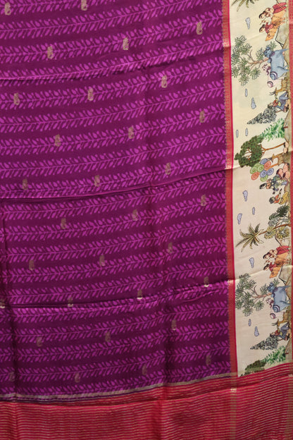 Pure Dola Silk Saree-Lite Wine Elephant