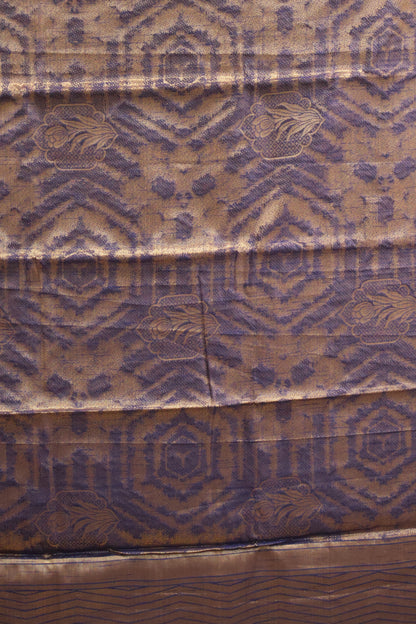 Tissue Silk Saree-Blue Floral Border