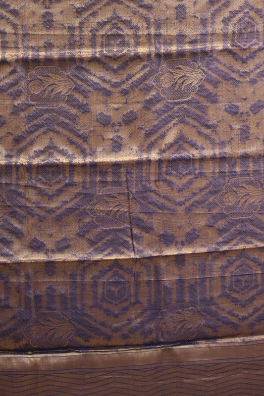 Tissue Silk Saree-Blue Floral Border
