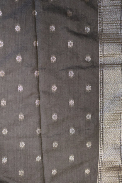 Semi Tussar Saree - Mehandhi Green