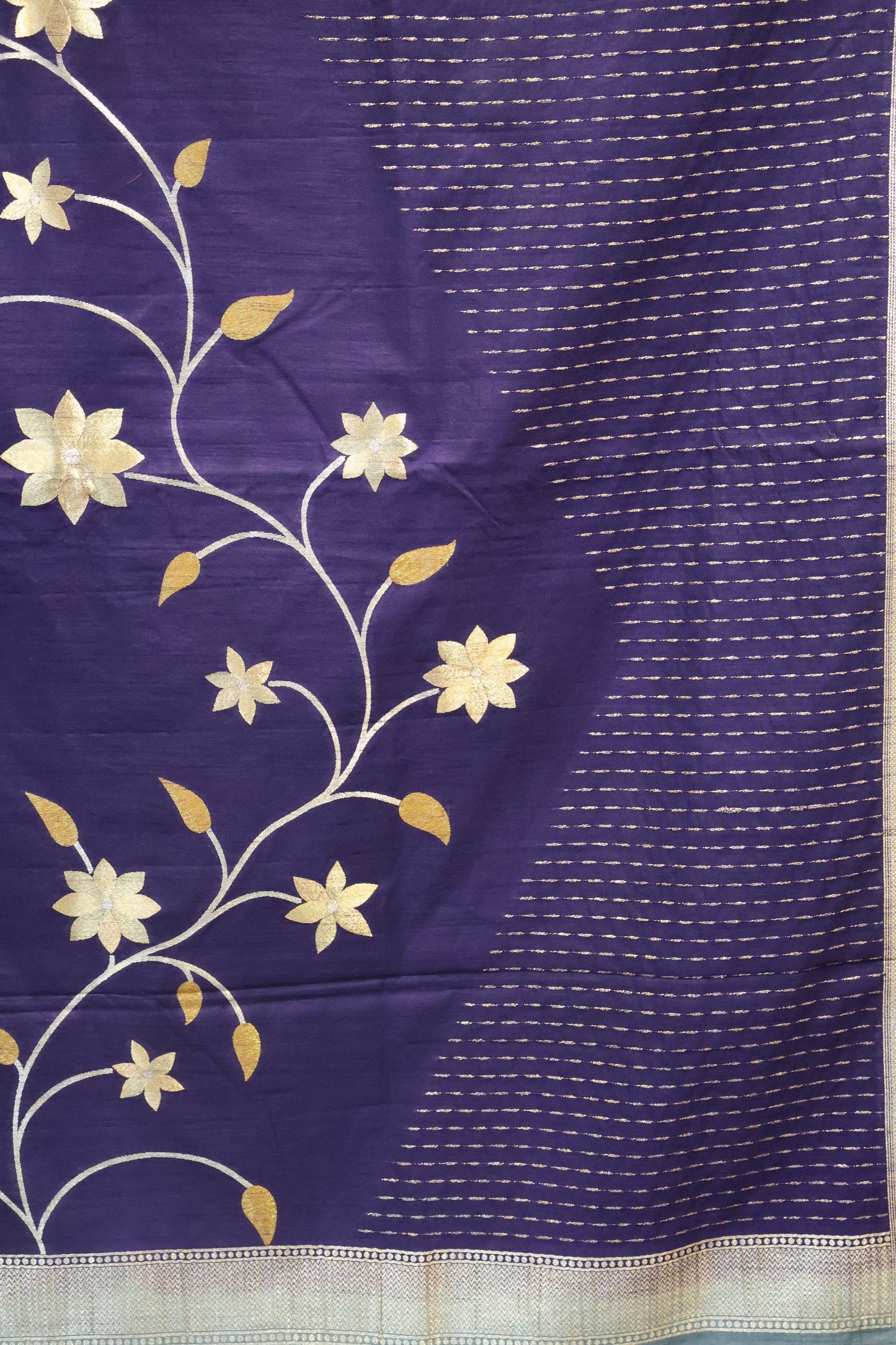 Semi Tussar Saree - Dark Blue