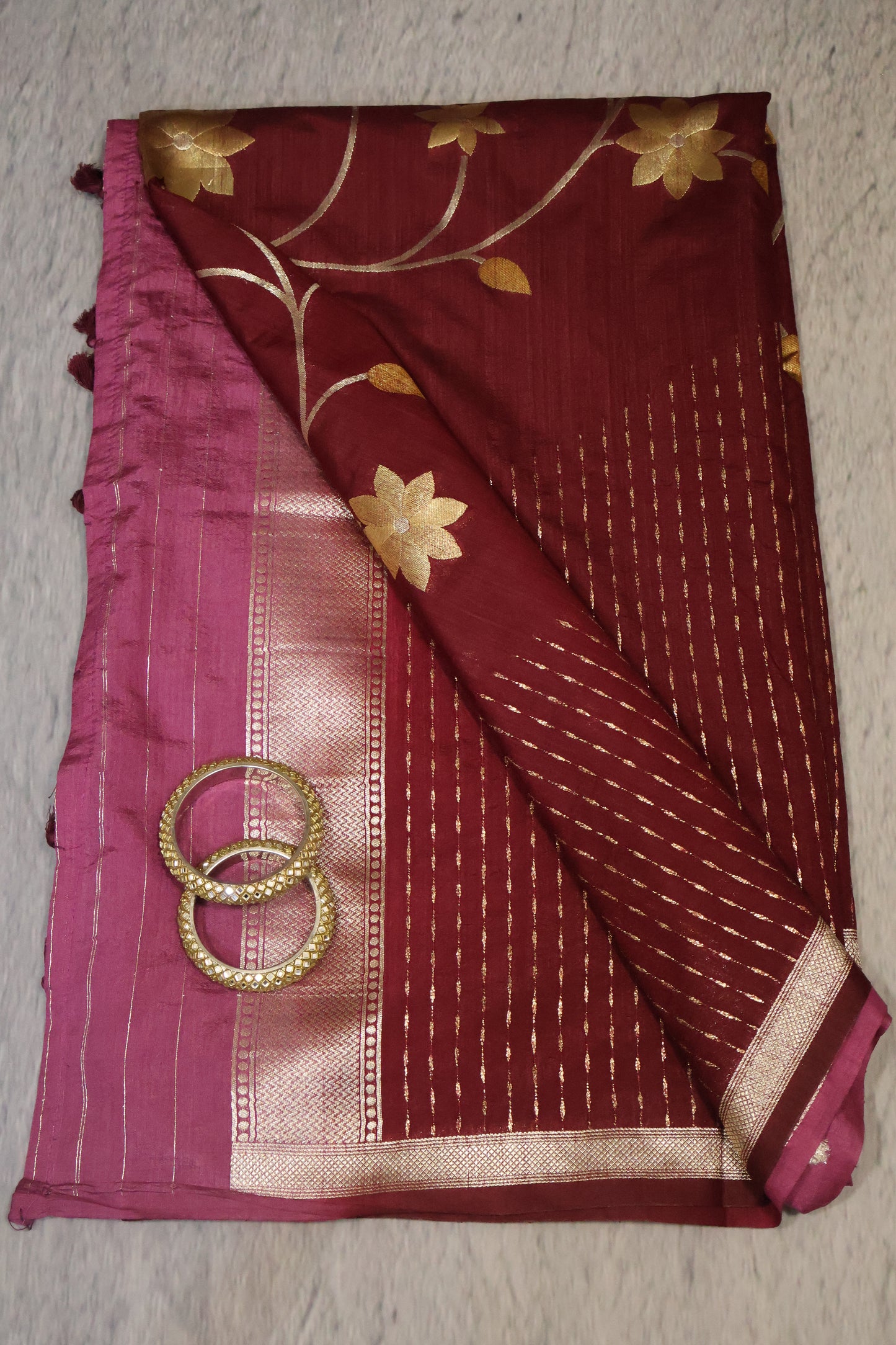 Semi Tussar Saree - Brown