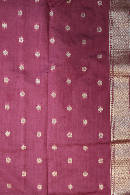 Semi Tussar Saree - Brown
