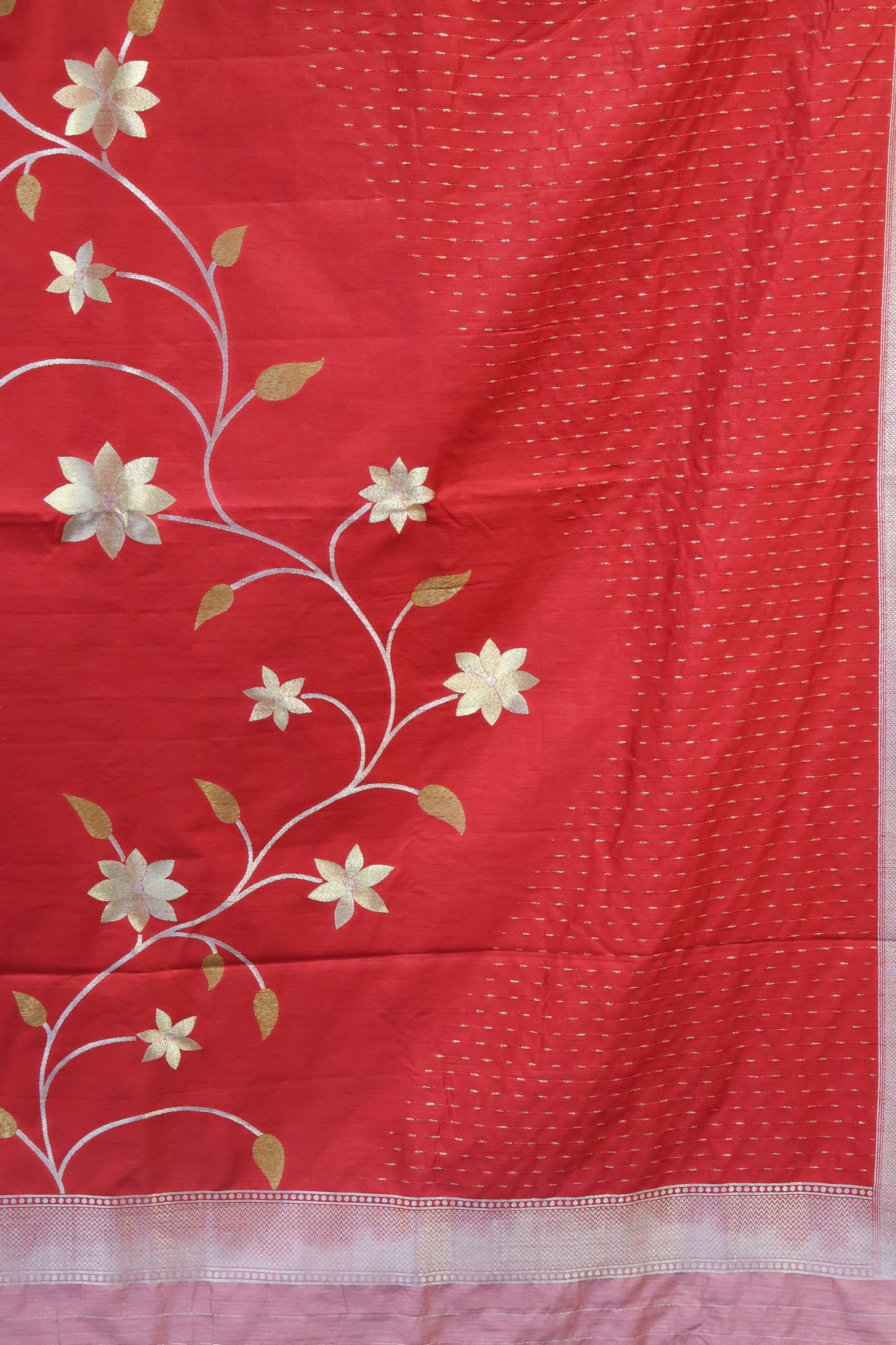 Semi Tussar Saree - Red