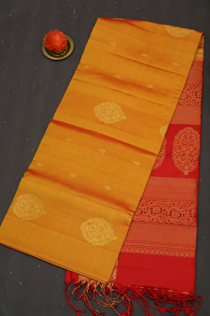 Pure Soft Silk Saree -Mango-Yellow-Red Jacqua