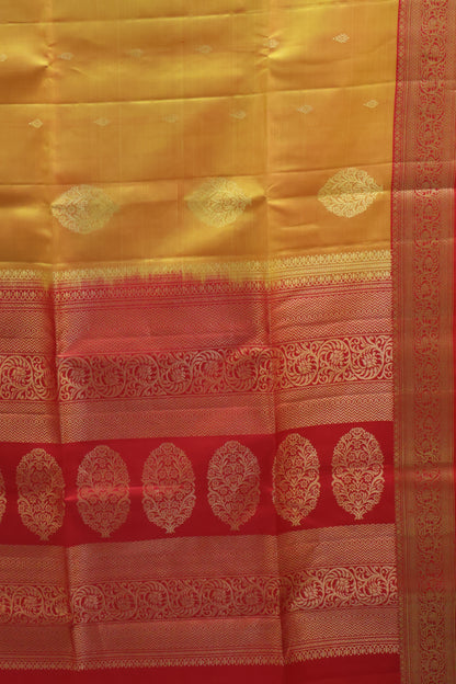 Pure Soft Silk Saree -Mango-Yellow-Red Jacqua