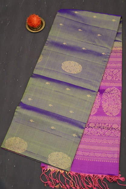 Pure Soft Silk Saree -Green Duel-Tone
