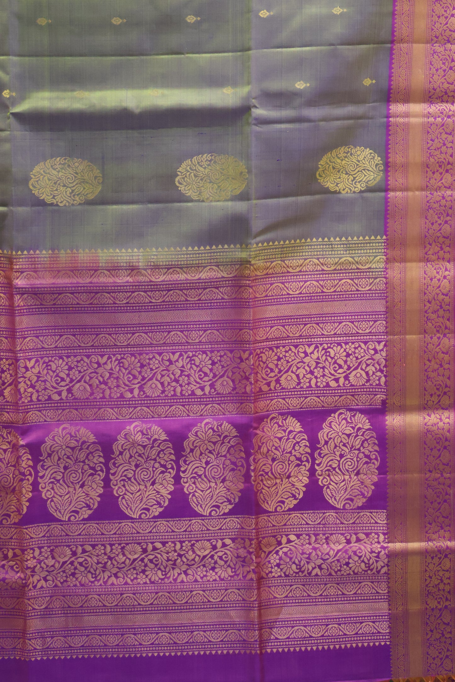 Pure Soft Silk Saree -Green Duel-Tone