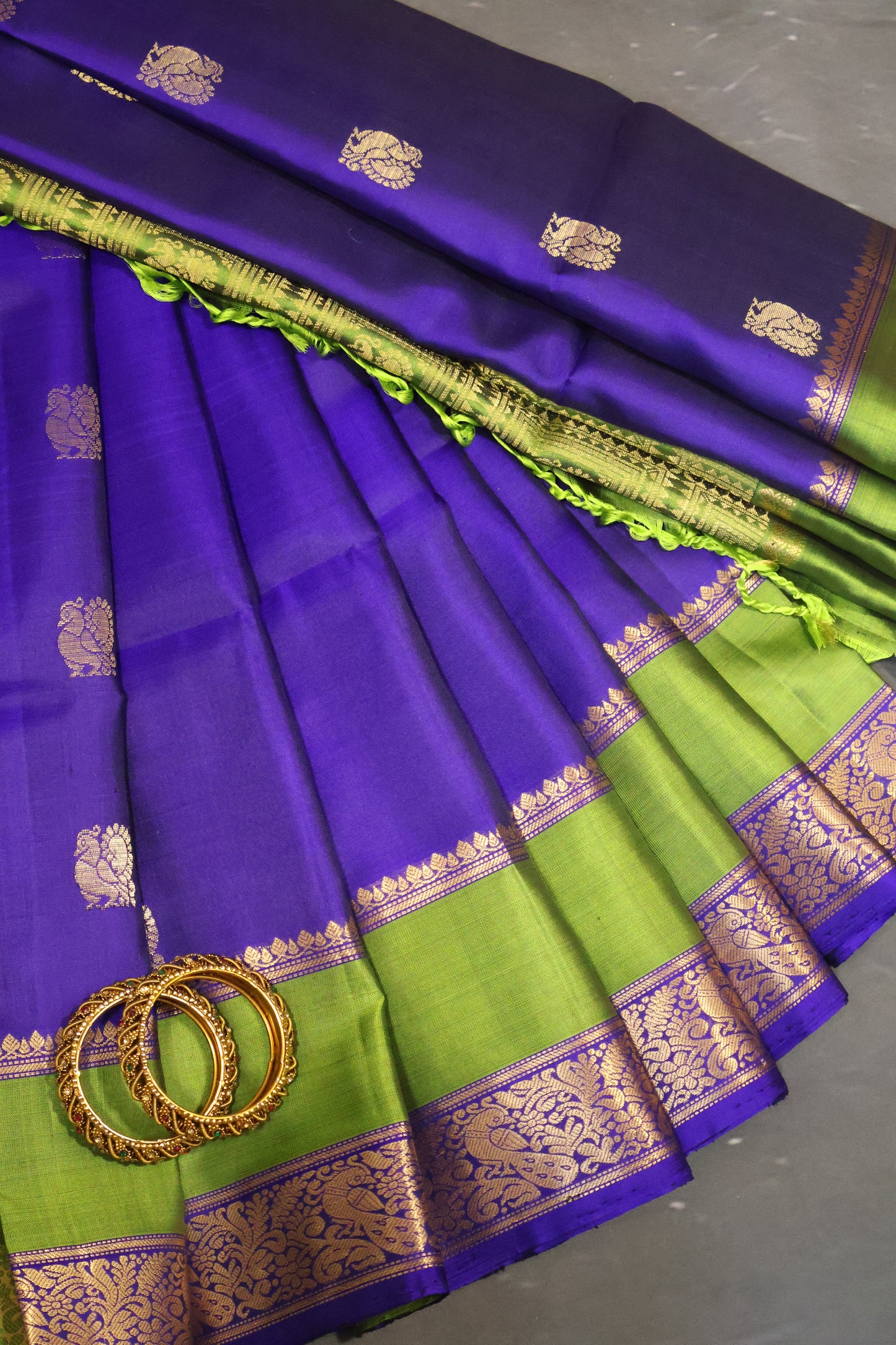 Pure Soft Silk Saree - Royal Blue-Green